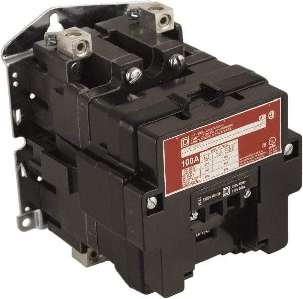 Square D - No Enclosure, 2 Pole, Electrically Held Lighting Contactor - 100 A (Tungsten), 24 VAC at 60 Hz - Americas Tooling