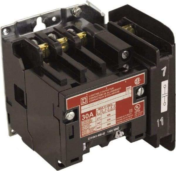 Square D - No Enclosure, 4 Pole, Electrically Held Lighting Contactor - 30 A (Tungsten), 208 VAC at 60 Hz - Americas Tooling