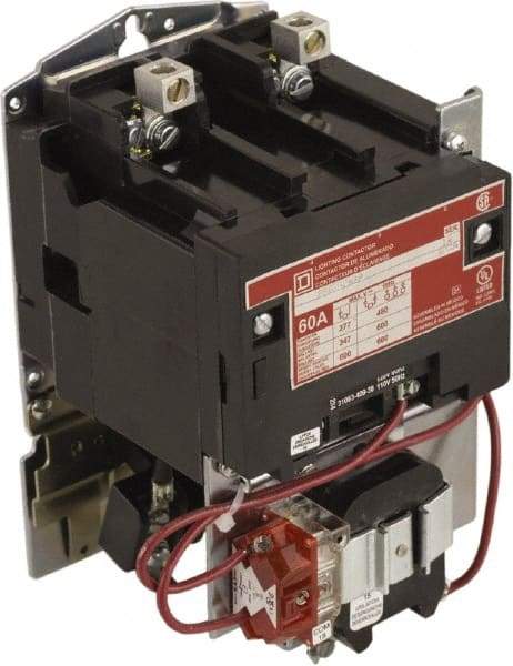 Square D - No Enclosure, 2 Pole, Mechanically Held Lighting Contactor - 60 A (Tungsten), 277 VAC at 60 Hz - Americas Tooling