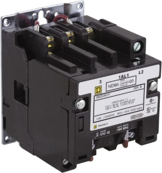 Square D - 2 Pole, 208 Coil VAC at 60 Hz, 9 Amp NEMA Contactor - Open Enclosure, 60 Hz at 208 VAC - Americas Tooling