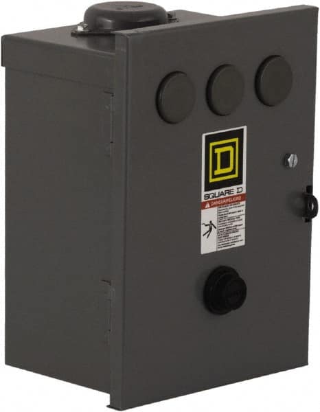 Square D - 110 Coil VAC at 50 Hz, 120 Coil VAC at 60 Hz, 27 Amp, NEMA Size 1, Nonreversible Enclosed Enclosure NEMA Motor Starter - 3 Phase hp: 10 at 460 VAC, 10 at 575 VAC, 7-1/2 at 200 VAC, 7-1/2 at 230 VAC, 3R Enclosure Rating - Americas Tooling