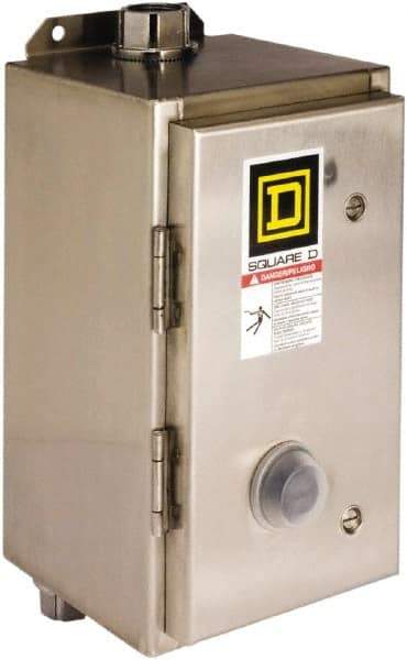 Square D - 110 Coil VAC at 50 Hz, 120 Coil VAC at 60 Hz, 45 Amp, NEMA Size 2, Nonreversible Enclosed Enclosure NEMA Motor Starter - 3 Phase hp: 10 at 200 VAC, 15 at 230 VAC, 25 at 460 VAC, 25 at 575 VAC, 4x Enclosure Rating - Americas Tooling