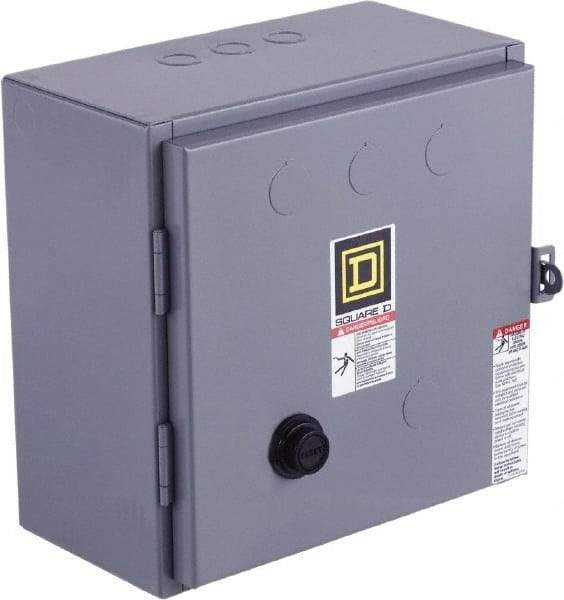 Square D - 110 Coil VAC at 50 Hz, 120 Coil VAC at 60 Hz, 27 Amp, NEMA Size 1, Reversible Enclosed Enclosure NEMA Motor Starter - 10 hp at 1 Phase, 1 Enclosure Rating - Americas Tooling