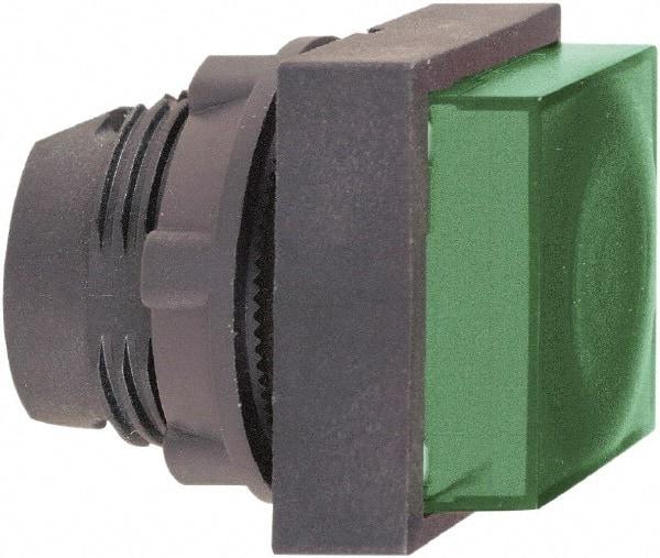 Schneider Electric - 22mm Mount Hole, Extended Straight, Pushbutton Switch Only - Square, Green Pushbutton, Illuminated, Momentary (MO) - Americas Tooling