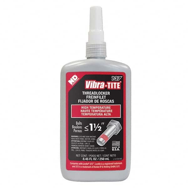 Vibra-Tite - 250 mL Bottle, Red, High Temp/High Strength Threadlocker - Americas Tooling