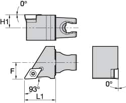 Kennametal - Right Hand Cut, Size KM25, DC.. Insert Compatiblity, External Modular Turning & Profiling Cutting Unit Head - 16mm Ctr to Cutting Edge, 30mm Head Length, Through Coolant, Series Screw-On - Americas Tooling