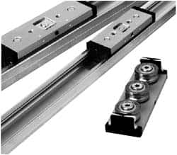 Pacific Bearing - 960mm OAL x 65mm Overall Width x 27mm Overall Height Self Lubricated Linear Guide Systems - 80mm Between Holes, 1338 Lb. Capacity - Americas Tooling