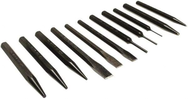 Mayhew - 11 Piece Punch & Chisel Set - 1/4 to 3/8" Chisel, 1/16 to 1/4" Punch, Hex Shank - Americas Tooling