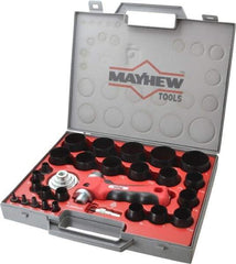 Mayhew - 28 Piece, 1/8 to 2", Hollow Punch Set - Carbon Alloy Steel, Comes in Polypropylene Case - Americas Tooling