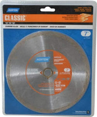 Norton - 7" Diam, 5/8" Arbor Hole Diam, Wet & Dry Cut Saw Blade - Diamond-Tipped, Standard Round Arbor - Americas Tooling