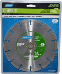 Norton - 7" Diam, 5/8" Arbor Hole Diam, Wet & Dry Cut Saw Blade - Diamond-Tipped, Standard Round Arbor - Americas Tooling