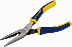 Irwin - 6" OAL, 1-25/32" Jaw Length x 23/32" Jaw Width, Long Nose Side Cutting Pliers - Serrated Jaw, Standard Head, ProTouch Handles - Americas Tooling