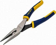 Irwin - 8" OAL, 2-5/16" Jaw Length x 15/16" Jaw Width, Long Nose Side Cutting Pliers - Serrated Jaw, Standard Head, ProTouch Handles - Americas Tooling