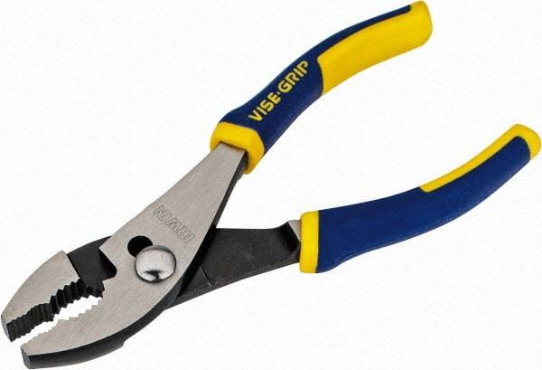 Irwin - 6" OAL, 1-1/8" Jaw Length, 1-5/32" Jaw Width, Slip Joint Pliers - 2 Positions, Serrated Jaw, Regular Nose Head, Standard Tool, Wire Cutting Shear - Americas Tooling