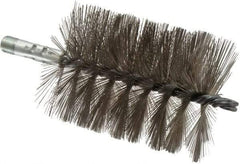 Schaefer Brush - 4-1/2" Brush Length, 3-1/2" Diam, Double Stem, Single Spiral Tube Brush - 7-1/4" Long, Stainless Steel, 1/4" NPSM Male Connection - Americas Tooling