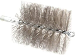 Schaefer Brush - 4-1/2" Brush Length, 4" Diam, Double Stem, Double Spiral Tube Brush - 7-1/4" Long, Stainless Steel, 1/4" NPSM Male Connection - Americas Tooling