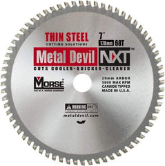 M.K. MORSE - 7" Diam, 20mm Arbor Hole Diam, 68 Tooth Wet & Dry Cut Saw Blade - Tungsten Carbide-Tipped, Standard Round Arbor - Americas Tooling