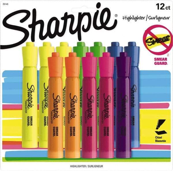 Sharpie - Assorted Colors, Highlighter - Chisel Tip, AP Nontoxic Ink - Americas Tooling