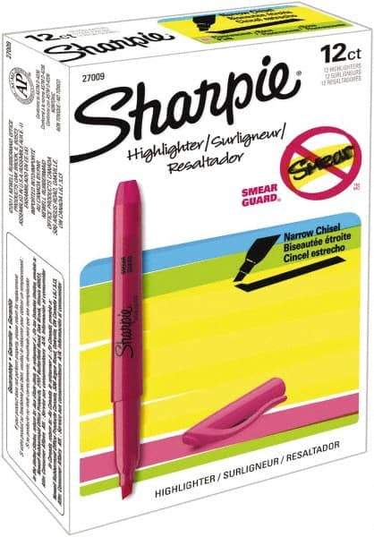 Sharpie - Fluorescent Pink Highlighter - Chisel Tip, AP Nontoxic Ink - Americas Tooling