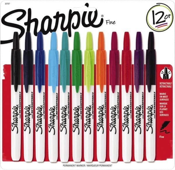 Sharpie - Assorted Colors, Permanent Marker - Retractable Fine Tip, AP Nontoxic Ink - Americas Tooling