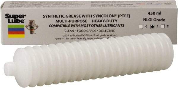 Synco Chemical - 14.1 oz Bellow Synthetic Lubricant w/PTFE General Purpose Grease - Translucent White, Food Grade, 450°F Max Temp, NLGIG 1, - Americas Tooling