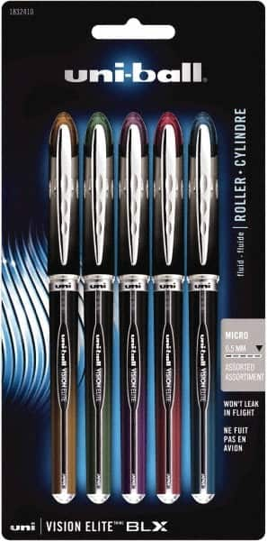 Uni-Ball - Roller Ball 0.5mm Stick Pen - Brown & Black, Green & Black, Purple & Black, Red & Black, Blue & Black - Americas Tooling