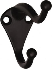 National Mfg. - 1" Wide x 2" High x 0.11" Thick, Double Coat & Hat Hook - 2-3/4" Projection, Oil Rubbed Bronze - Americas Tooling