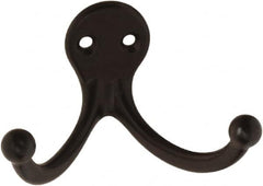 National Mfg. - 2" Wide x 1" High x 0.11" Thick, Double Prong Robe Hook - 1-3/4" Projection, Oil Rubbed Bronze - Americas Tooling