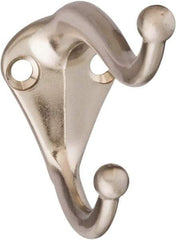 National Mfg. - 1" Wide x 2" High x 0.11" Thick, Double Coat & Hat Hook - 2-3/4" Projection, Satin Nickel - Americas Tooling