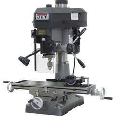 Jet - 1 Phase, 15-7/8" Swing, Step Pulley Mill Drill Combination - 9-1/2" Table Length x 32-1/4" Table Width, 20-1/2" Longitudinal Travel, 7" Cross Travel, 12 Spindle Speeds, 2 hp, 115/230 Volts - Americas Tooling