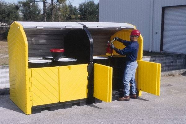 UltraTech - 75 Gal Sump, 9,000 Lb Capacity, 8 Drum, Polyethylene Spill Deck or Pallet - 68" Long x 64" Wide x 88" High, Liftable Fork, Low Profile, 2 x 2 Drum Configuration - Americas Tooling