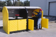 UltraTech - 75 Gal Sump, 9,000 Lb Capacity, 8 Drum, Polyethylene Spill Deck or Pallet - 68" Long x 64" Wide x 88" High, Liftable Fork, Drain Included, Low Profile, 2 x 2 Drum Configuration - Americas Tooling