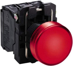 Schneider Electric - 24 VAC/VDC at 50/60 Hz Red Lens LED Pilot Light - Round Lens, Screw Clamp Connector, 30mm Wide, Vibration Resistant, Water Resistant - Americas Tooling