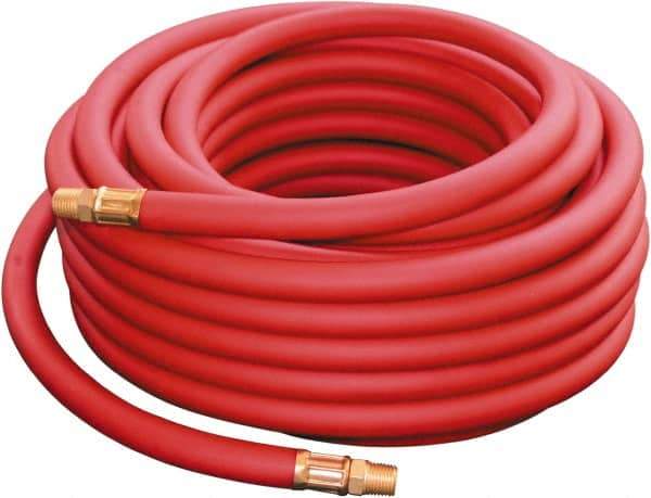 PRO-SOURCE - 1/4" ID x 0.51" OD 25' Long Oil Resistant Air Hose - MNPT x MNPT Ends, 300 Working psi, -40 to 212°F, 1/4" Fitting, Red - Americas Tooling