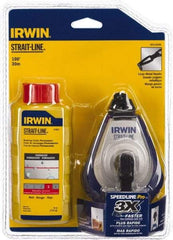 Irwin - 100' Long Reel & Chalk Set - Red, Includes (1) 4 oz Permanent Red Chalk (3.5:1) & (1) SPEEDLINE Pro Chalk Reel - Americas Tooling