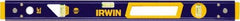 Irwin - 24" Long 3 Vial Box Beam Level - Aluminum, Blue/Yellow, 1 Level & 2 Plumb Vials - Americas Tooling