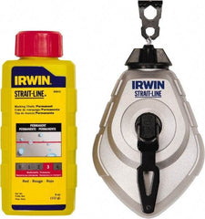 Irwin - 100' Long Reel & Chalk Set - Red, Includes (1) 4 oz Permanent Red Chalk (6:1) & (1) MACH6 Chalk Reel - Americas Tooling