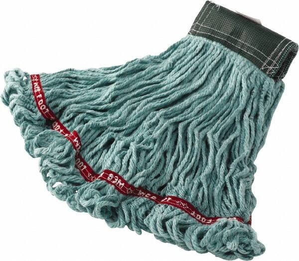 Rubbermaid - 1" Green Head Band, Medium Blended Fiber Loop End Mop Head - 4 Ply, Side Loading Connection - Americas Tooling