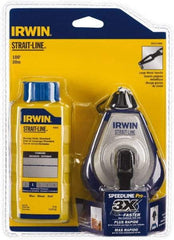 Irwin - 100' Long Reel & Chalk Set - Blue, Includes (1) 4 oz Standard Blue Chalk (3.5:1) & (1) SPEEDLINE Pro Chalk Reel - Americas Tooling