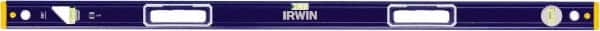 Irwin - 48" Long 3 Vial Box Beam Level - Aluminum, Blue/Yellow, 1 Level & 2 Plumb Vials - Americas Tooling