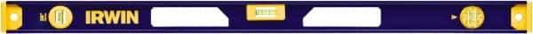 Irwin - 36" Long 3 Vial I-Beam Level - Aluminum, Blue/Yellow, 1 Plumb & 2 Level Vials - Americas Tooling