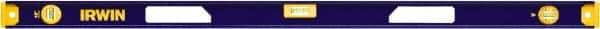 Irwin - Magnetic 48" Long 3 Vial I-Beam Level - Aluminum, Blue/Yellow, 1 Plumb & 2 Level Vials - Americas Tooling