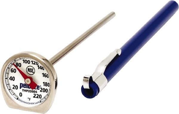 Rubbermaid - 0 to 220°F, Dial Pocket Thermometer - Stainless Steel - Americas Tooling