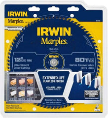 Irwin Blades - 12" Diam, 1" Arbor Hole Diam, 80 Tooth Wet & Dry Cut Saw Blade - Carbide-Tipped, Finishing Action, Standard Round Arbor - Americas Tooling