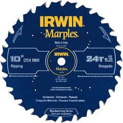 Irwin Blades - 10" Diam, 5/8" Arbor Hole Diam, 24 Tooth Wet & Dry Cut Saw Blade - Carbide-Tipped, Finishing Action, Standard Round Arbor - Americas Tooling