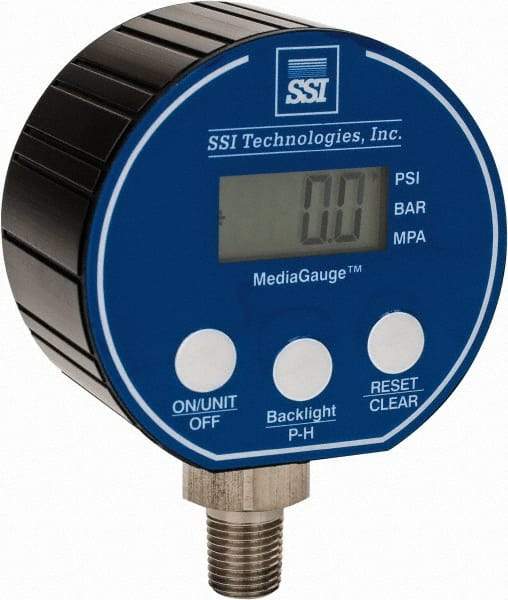 SSI Technologies - 3" Dial, 1/4 Thread, 0-3,000 Scale Range, Pressure Gauge - Lower Connection Mount, Accurate to 0.0025% of Scale - Americas Tooling