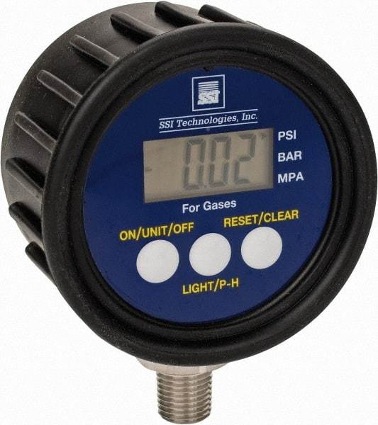 SSI Technologies - 2-1/2" Dial, 1/4 Thread, 0-30 Scale Range, Pressure Gauge - Lower Connection Mount, Accurate to 1% of Scale - Americas Tooling