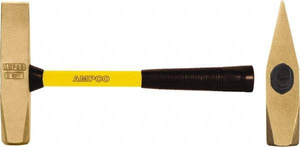 Ampco - 3 Lb Head Nonsparking Cutoff Hammer - 15" OAL, 15" Long Fiberglass Handle - Americas Tooling