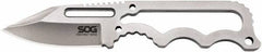 SOG Specialty Knives - 1-29/32" Long Blade, 5Cr15MoV Stainless Steel, Fine Edge, Fixed Blade Knife - 4.8" OAL, Stainless Steel Handle, Includes Hard Molded Nylon Sheath - Americas Tooling