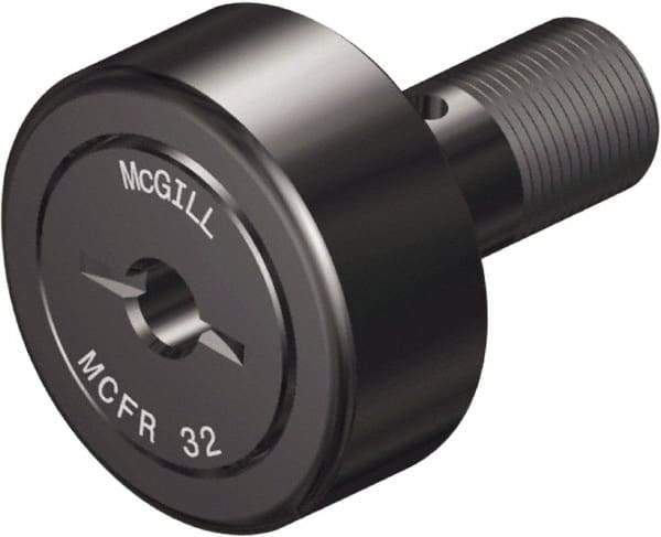 McGill - 40mm Roller Diam x 20mm Width, 18mm Stud Diam x 37mm Length, Crowned Stud Cam Follower - Steel, 19mm Thread Length, M18x1.5 Thread, 58mm OAL, 2,999 Lb Dynamic Cap, 4,451 Lb Static Cap - Americas Tooling